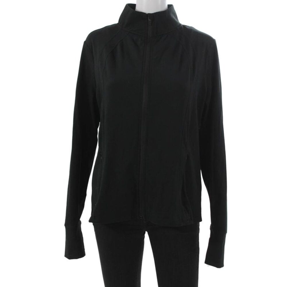 Danskin Women Track Jacket Black Zip Long Sleeve Size L